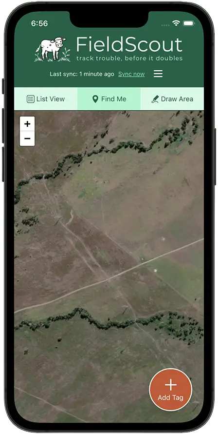 FieldScout map view showing weed tags